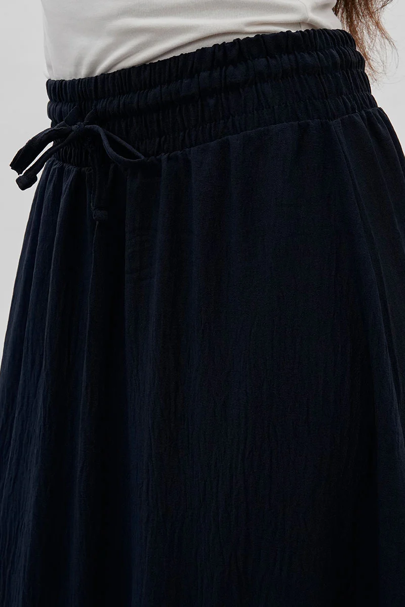 Vintage Tiered Cinched Skirt - Navy