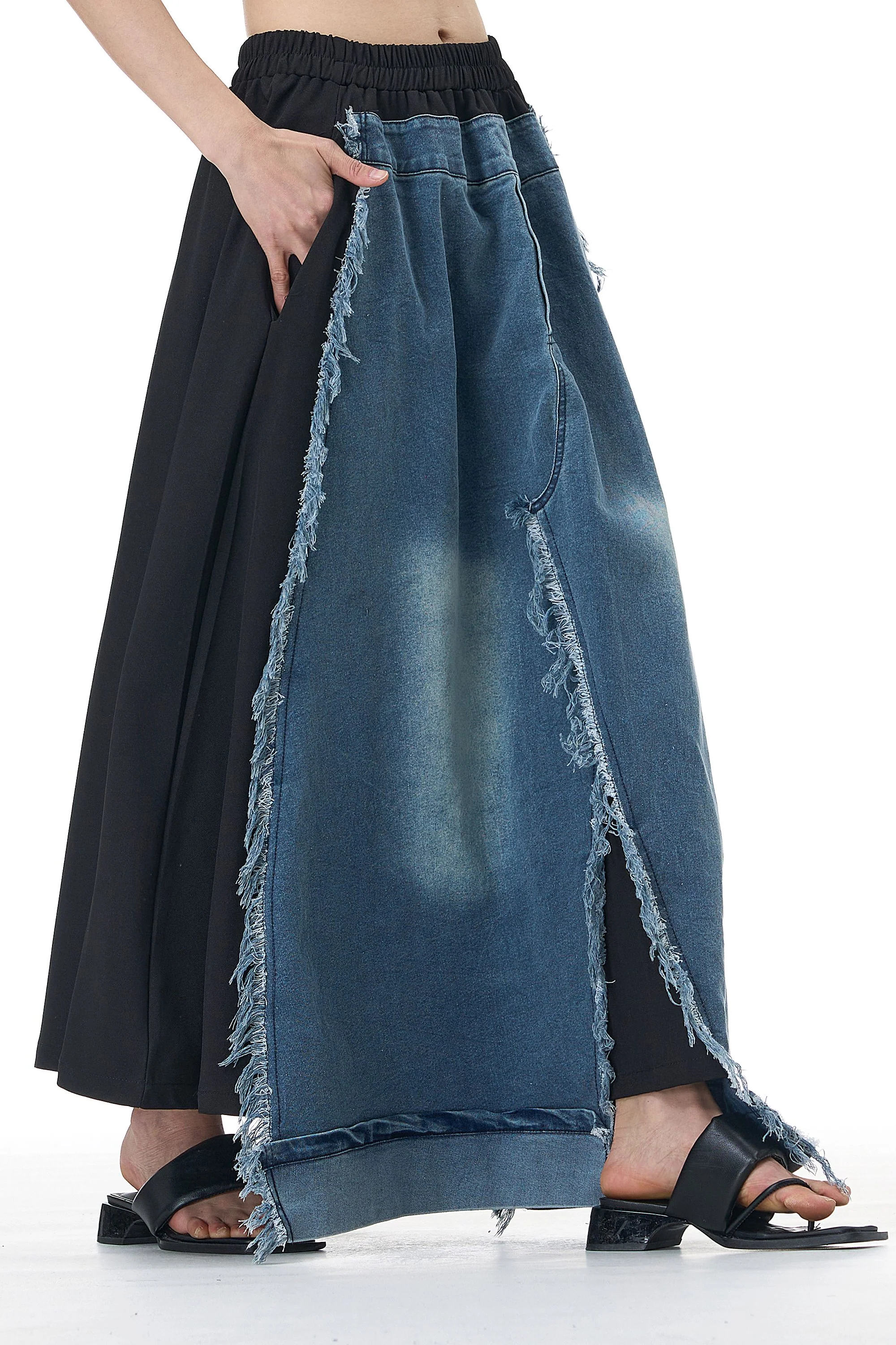 Faded Denim Twin Fabric Skirt