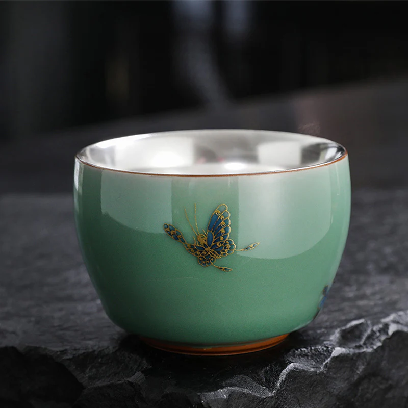 Butterfly Goldfish Lotus Koi Fish Ceramic Teacup Kung Fu Tea Cup 120ml