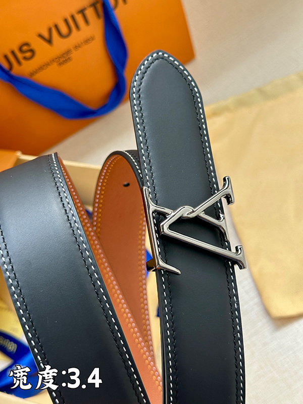 Fashion Top quality Adjustable steel Buckle 3.4cm Wide Real Leather Belt PD-862084