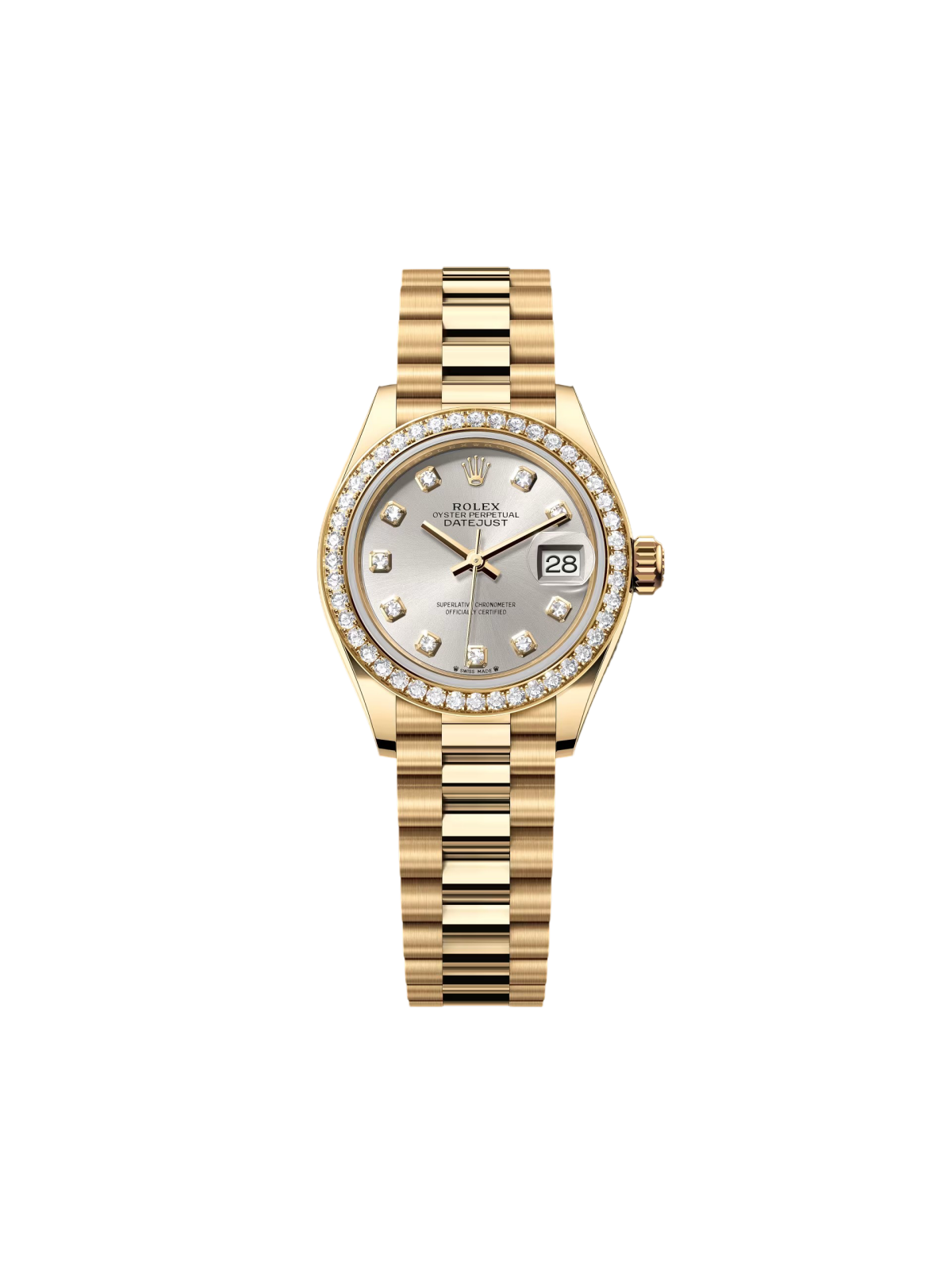Rolex Lady-Datejust 279138RBR Silver 28mm Dial President Bracelet Watch