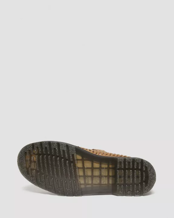 Adrian T-Bar Woven Leather Mary Jane Shoes