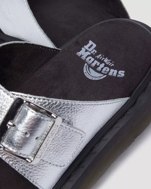 Josef Metallic Leather Slide Sandals