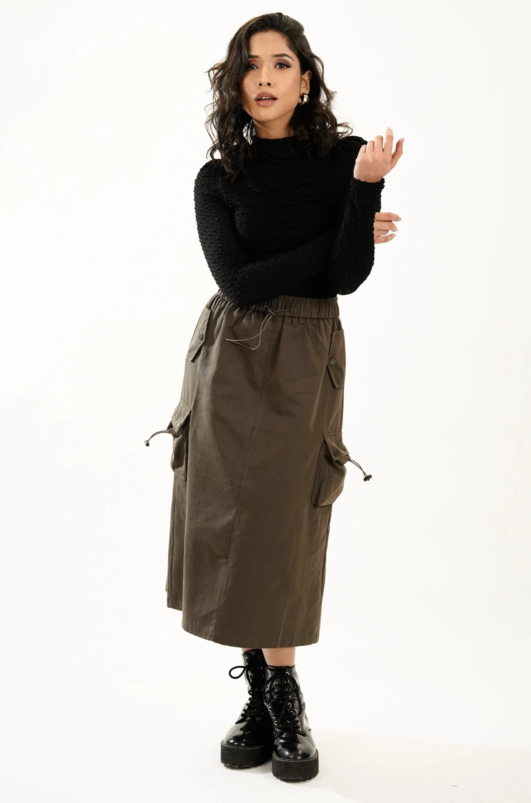 Pewter Green Streetstyle Cargo Skirt