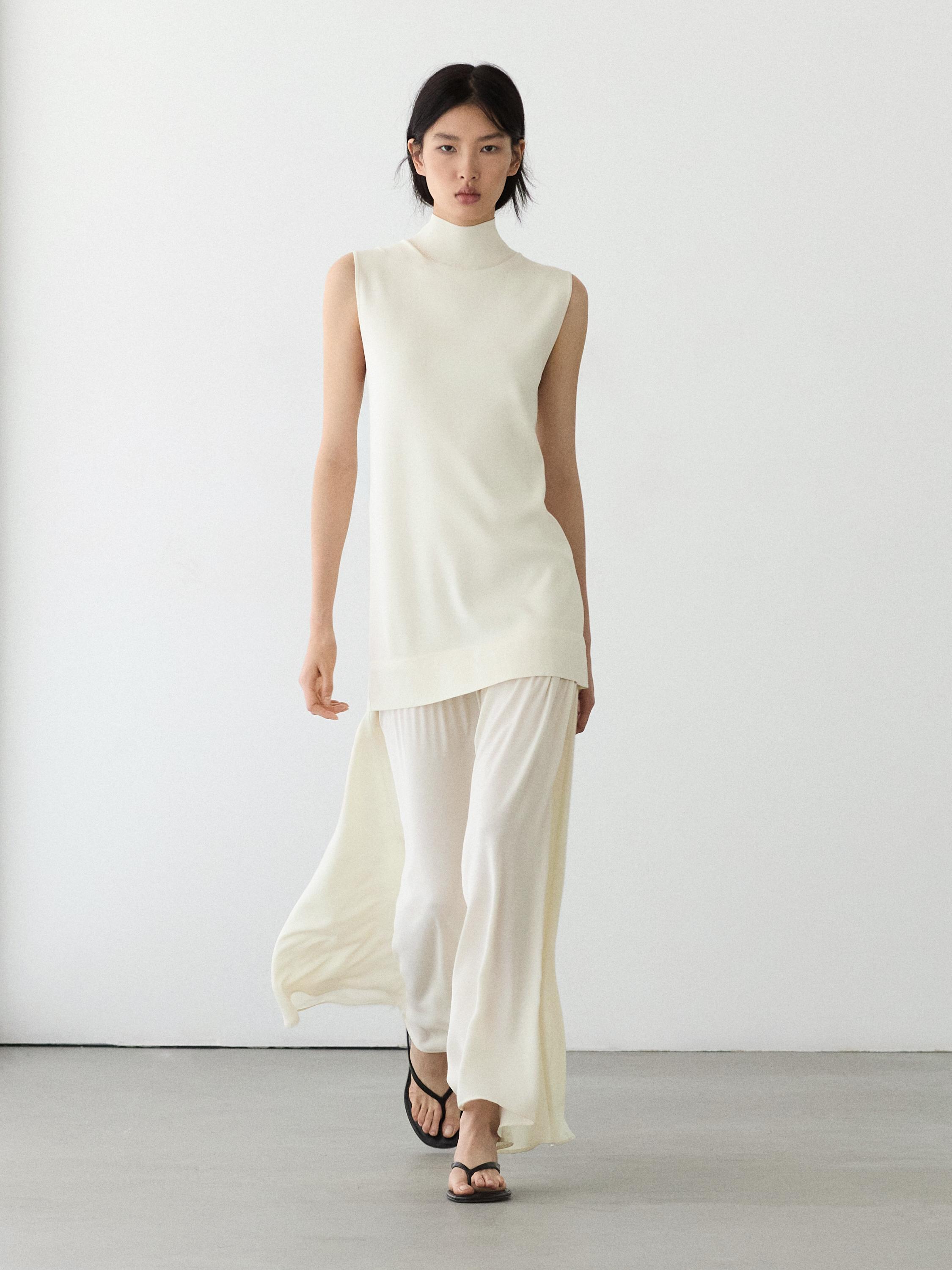 Vestido midi punto combinado