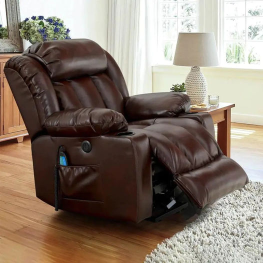 💥Clearance Sale🔥 MCombo Large Lay Flat Dual Motor Power Lift Recliner Chair Sofa with Massage and Heat, USB Ports, Cup Holders, Extended Footrest！