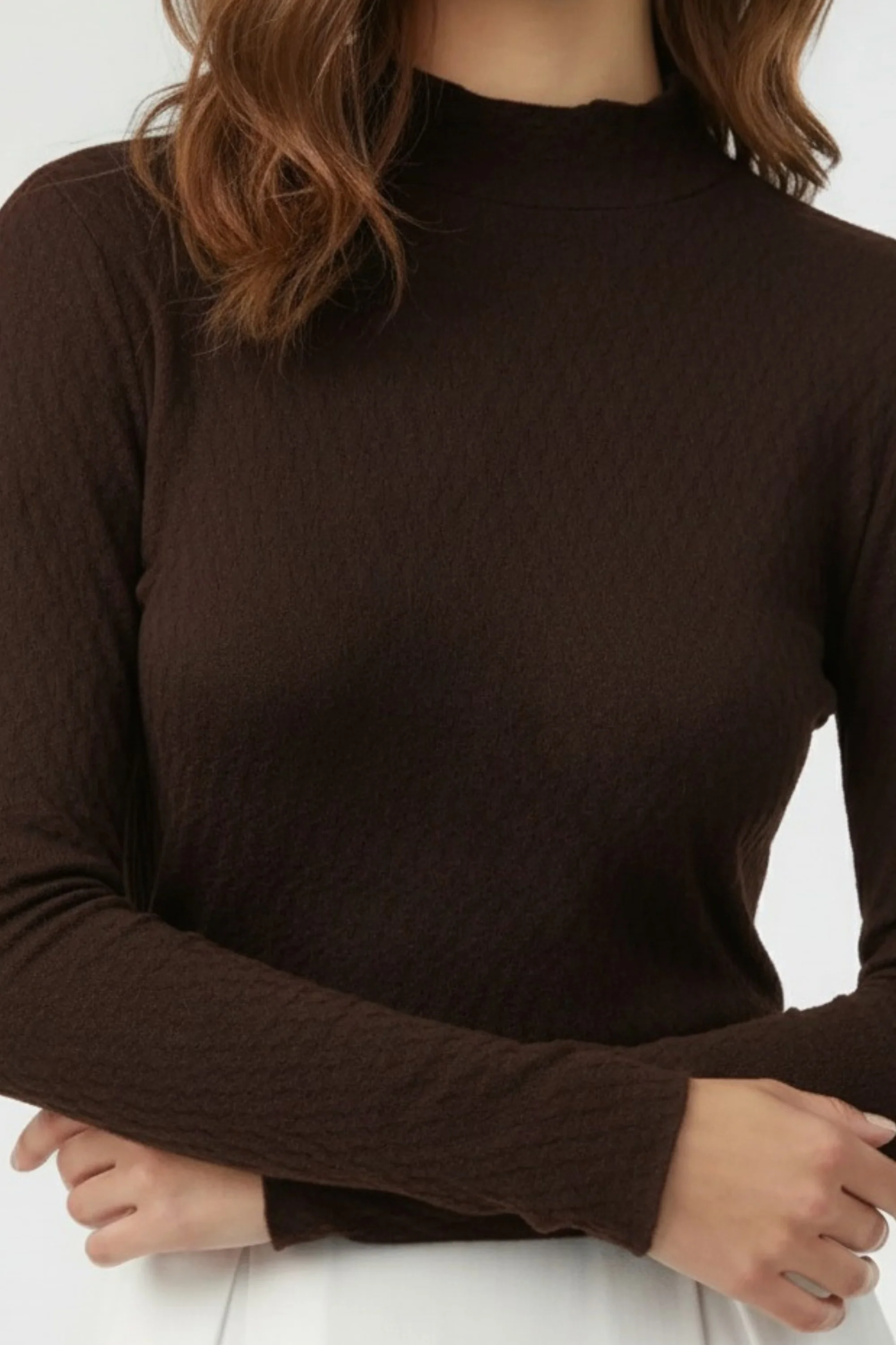 Hazel Textured High Neck Knit Top