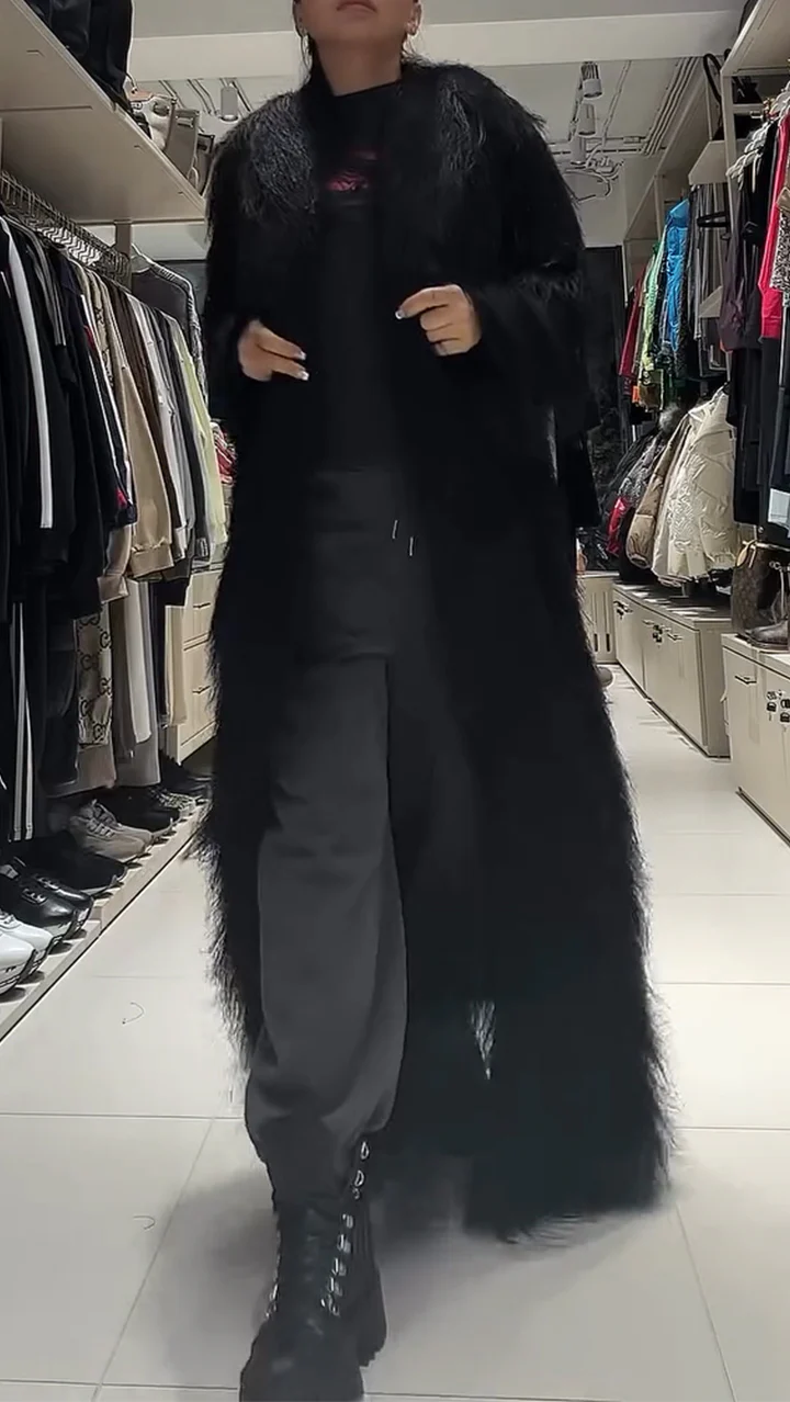 Women Laple Collar Solid Color Fur Flu Casual Coat