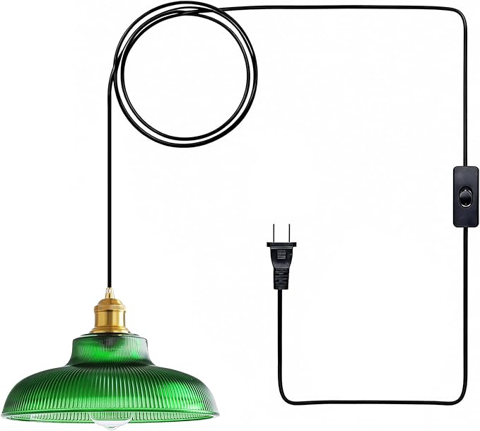 LUMISCAPE Plug in Pendant Light: Glass Hanging Lamp Plug in