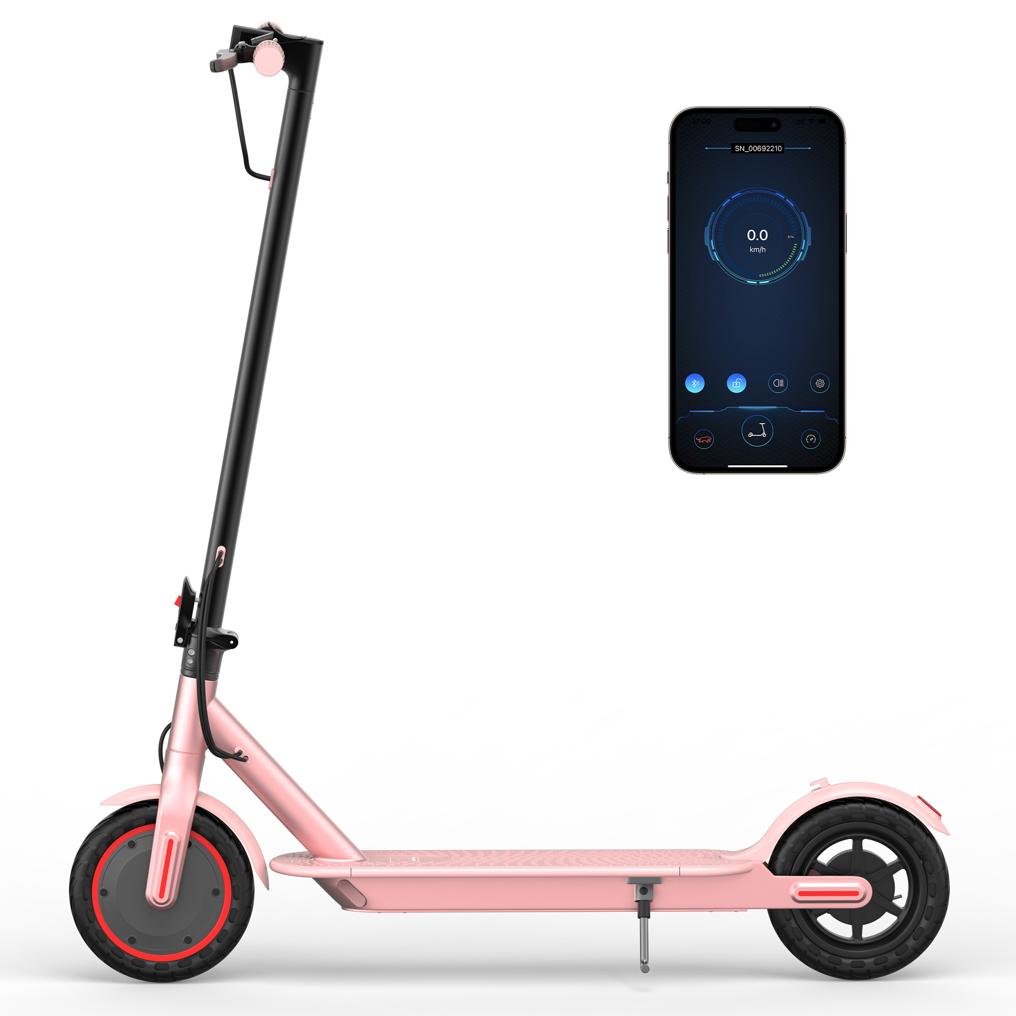 AOVOPRO ES80 Electric Scooter 350W Dual Brake App LCD Display Waterproof Foldable Pink-US