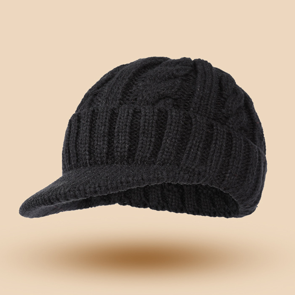 Men's Outdoor Windproof Twist Knitted Short Brimmed Cap