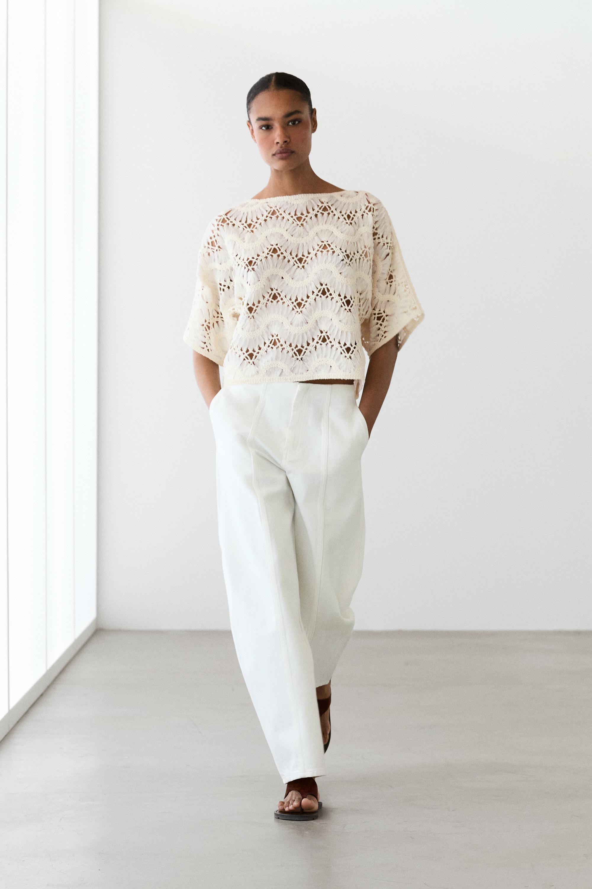 Top manga corta crochet