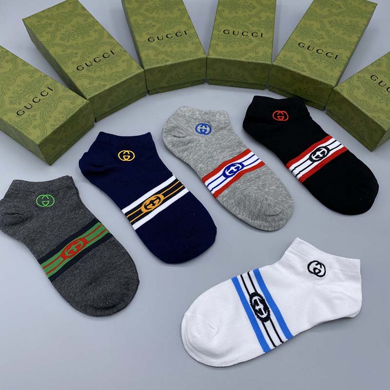 Set of 5 Pairs of Cotton Anti-bacterial Ankle Socks WZ-924000142