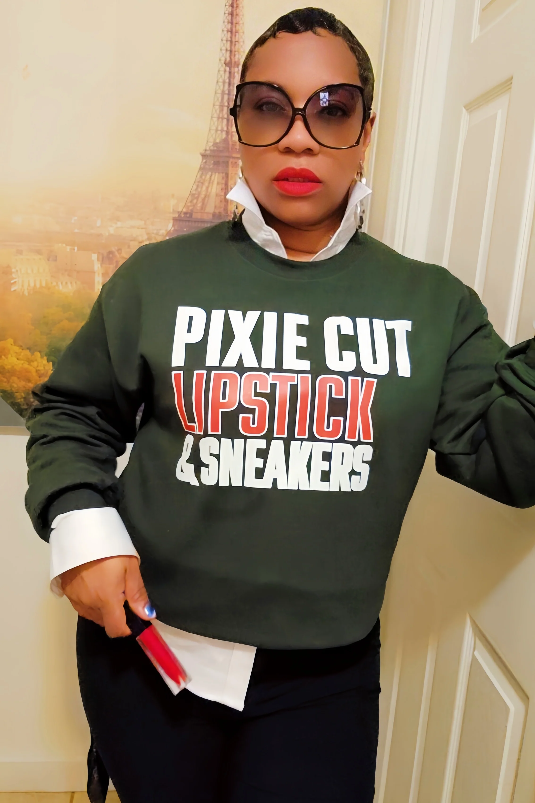 Pixie Cut, Lipsitck, & Sneakers Sweatshirt (grn)