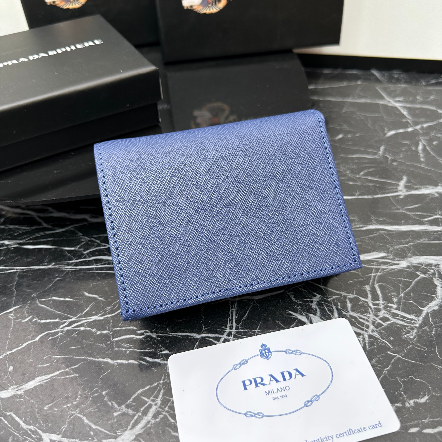 3.9″x3.5″x0.8″ Blue Leather Wallet QB-927063