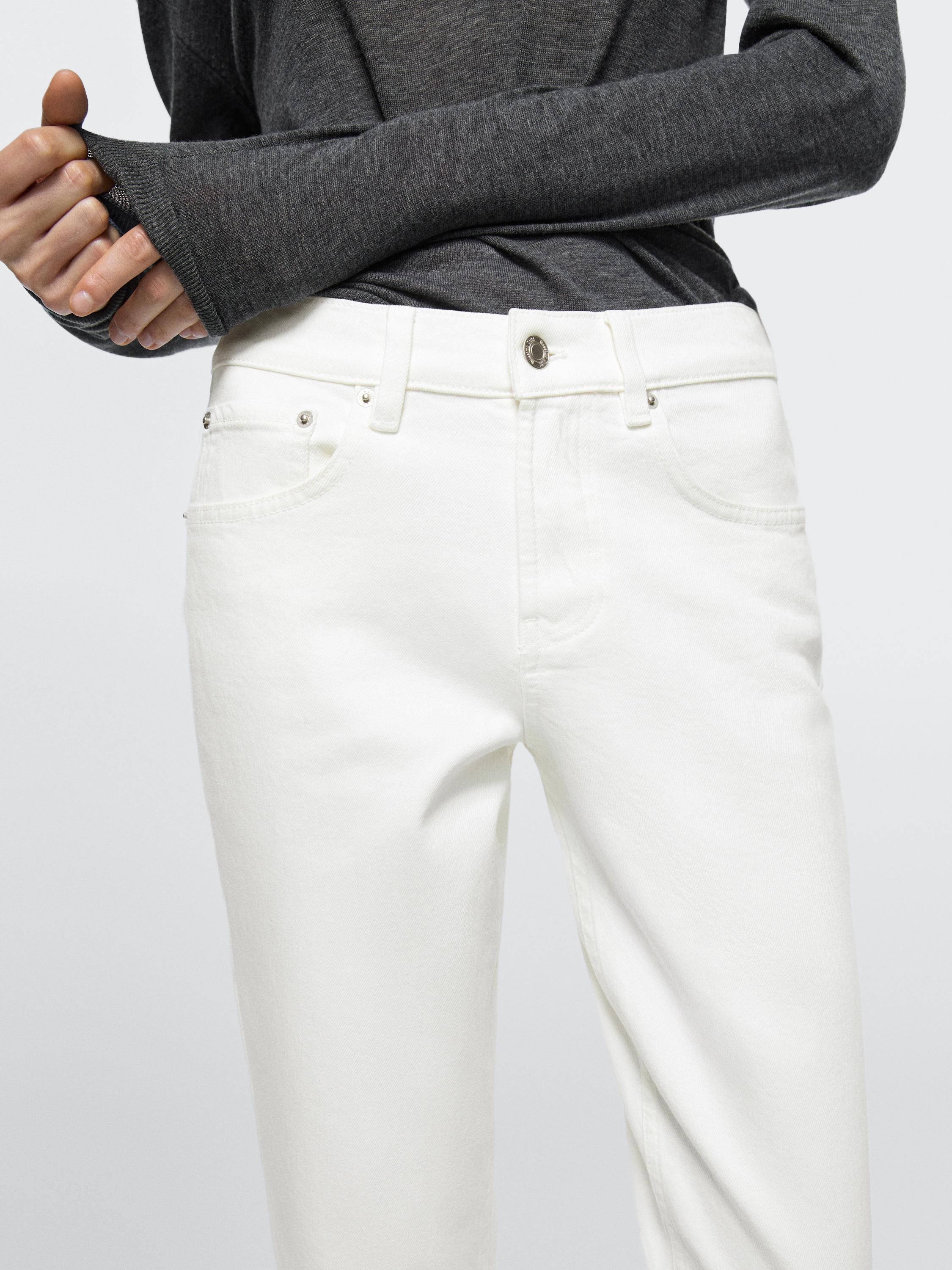 Jeans slim fit cropped tiro medio