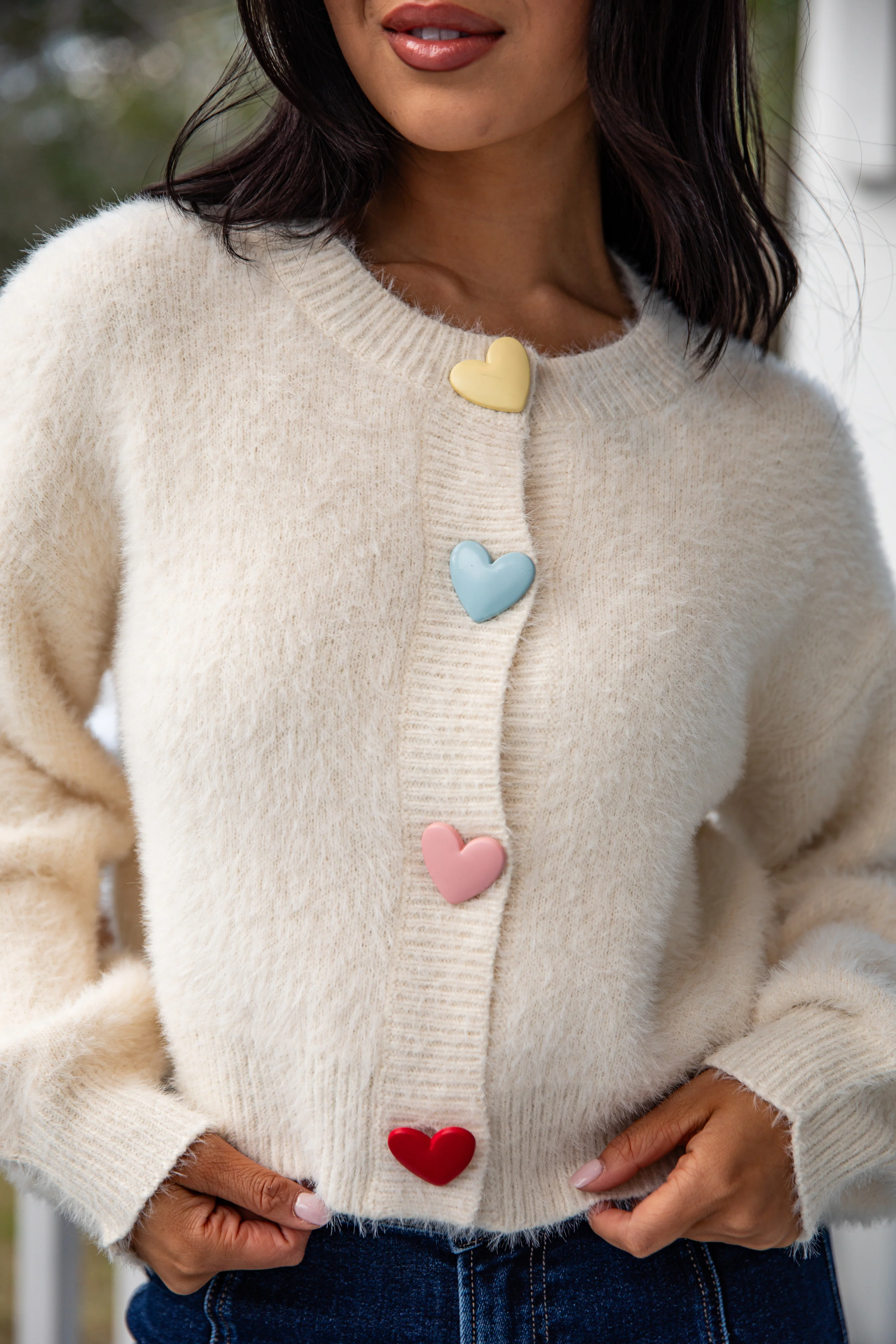FINAL SALE - Sweethearts Knit Ivory Sweater Cardigan