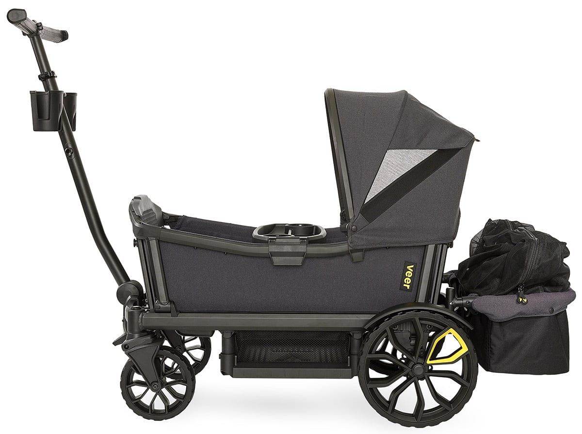 Veer Cruiser (2 Seater) Stroller Wagon + Canopy + Basket Bundle - Grey / Grey