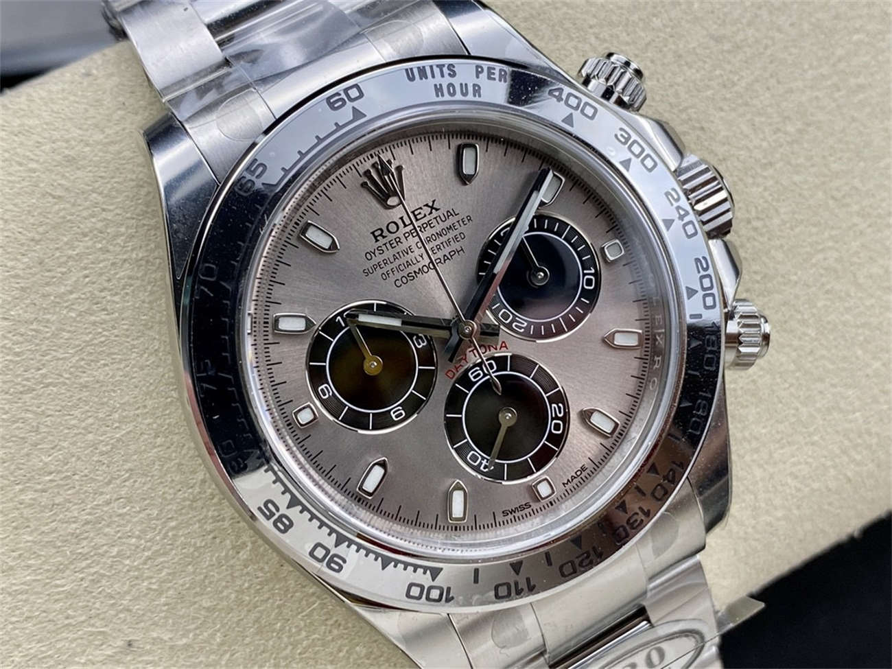 Rolex Daytona Cement Dial Replica – Clean Factory White Gold Bracelet