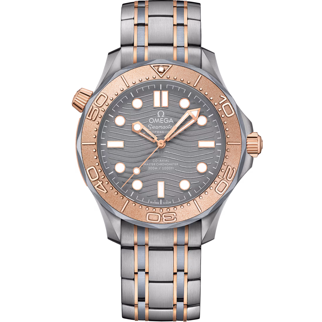 Omega Seamaster Diver 300M 42mm Grey Dial Titanium ‑ tantalum ‑ Sedna™ 18k Rose Gold Bracelet 210.60.42.20.99.001