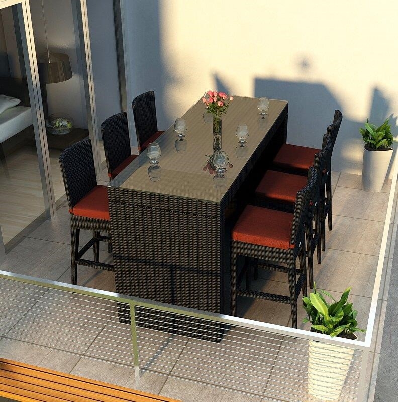 Azariah 78.5'' Long Bar Height Dining Set with Cushions