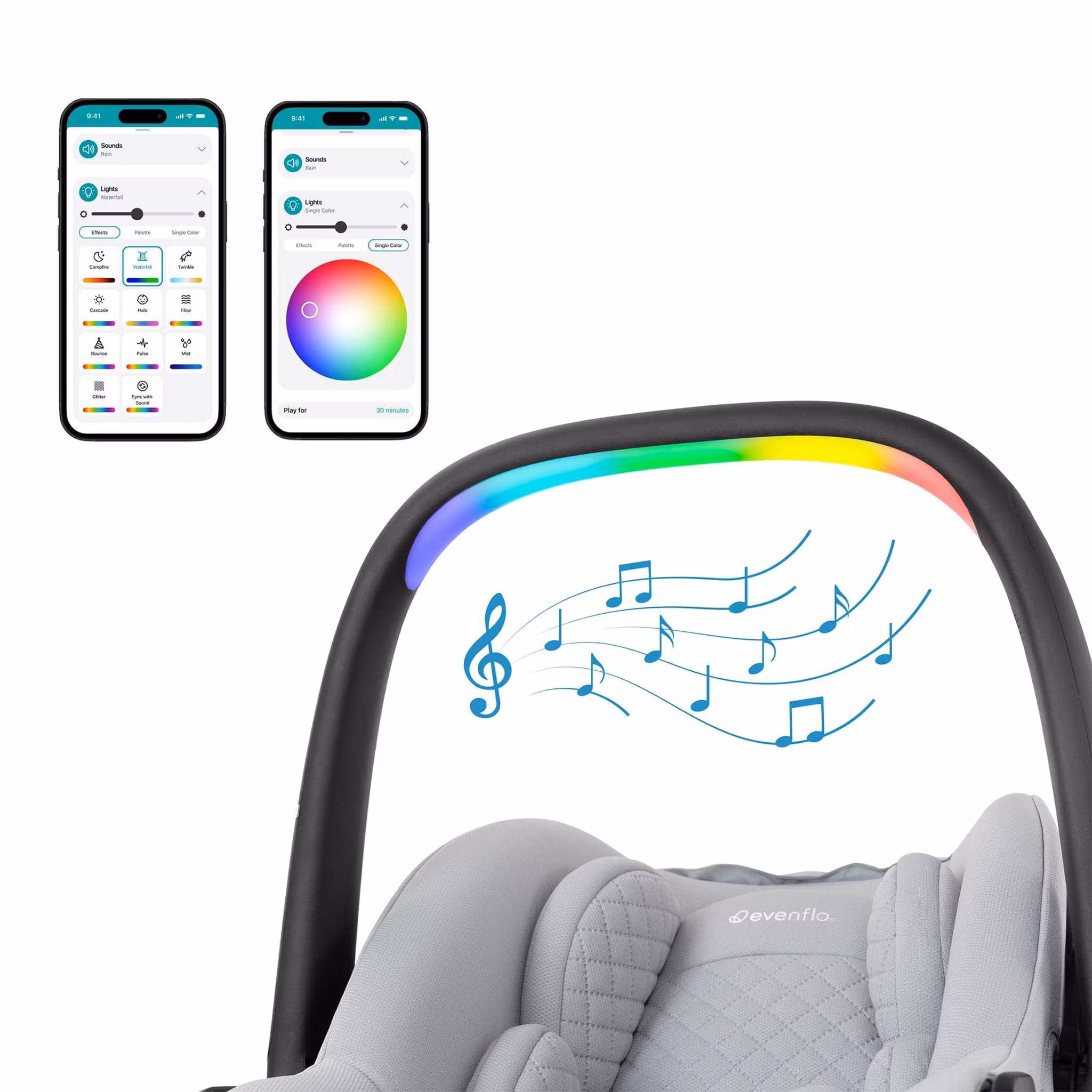 Evenflo Revolve180 LiteMax NXT Rotational Infant Car Seat with SensorySoothe - Quartz