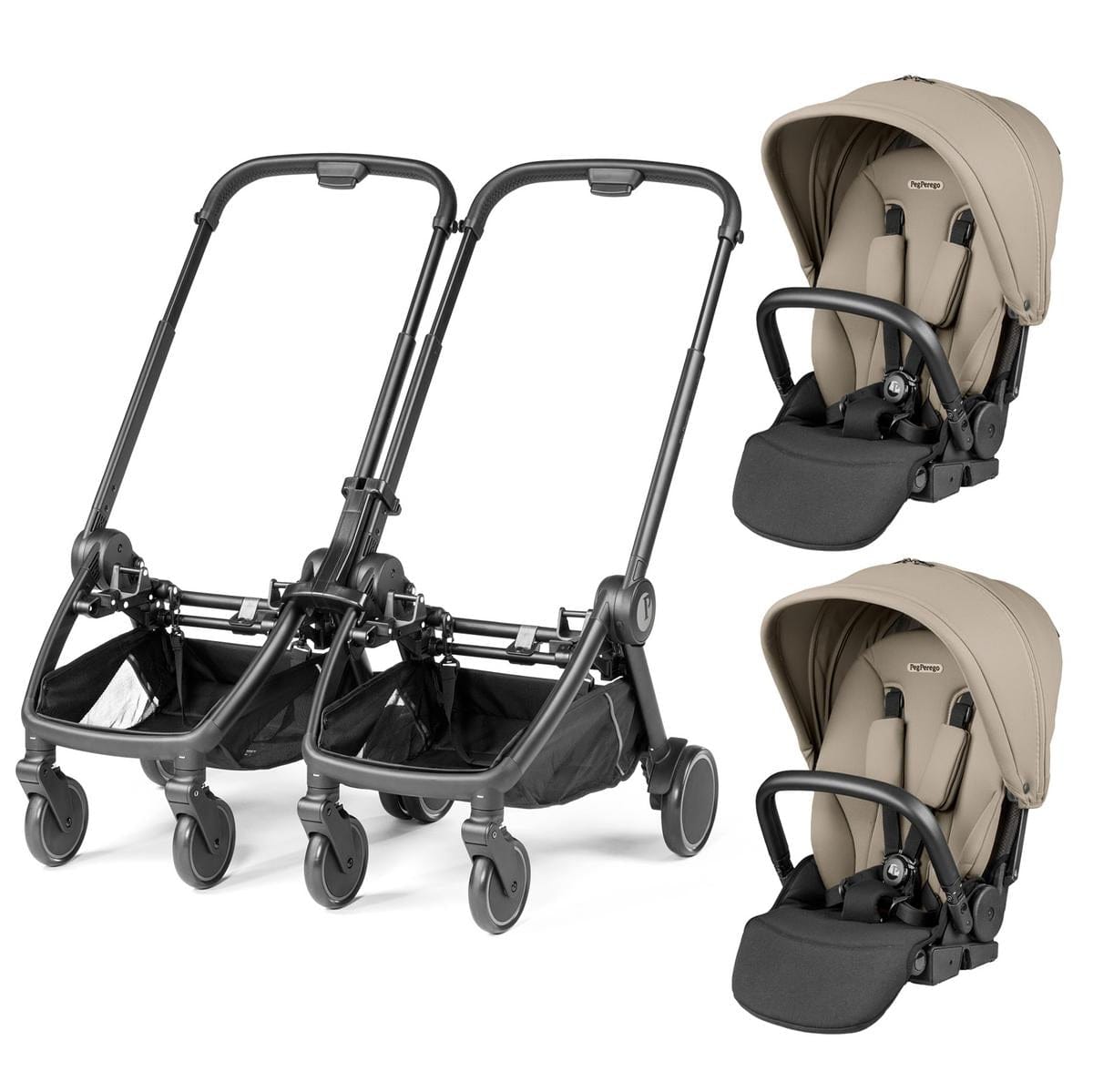 PEG City Loop Double Stroller Bundle - Black / Vanilla Blend