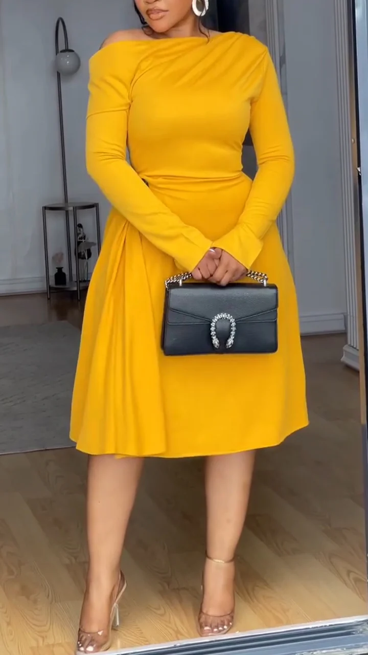 Women Round Neck Elegant Casual Dress