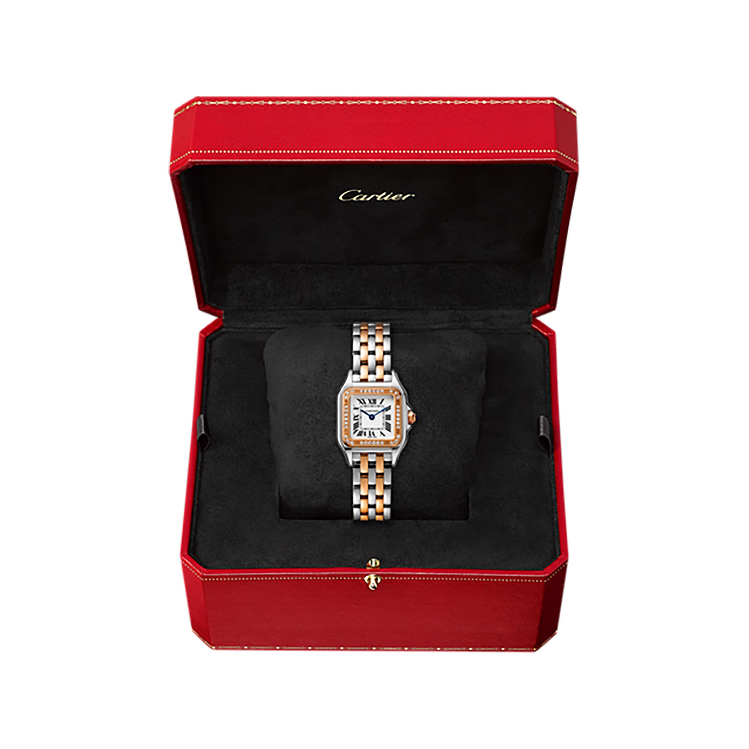 Cartier Panthère De Cartier Watch Small Model, Quartz Movement, Rose Gold, Steel, Diamonds-P17310958
