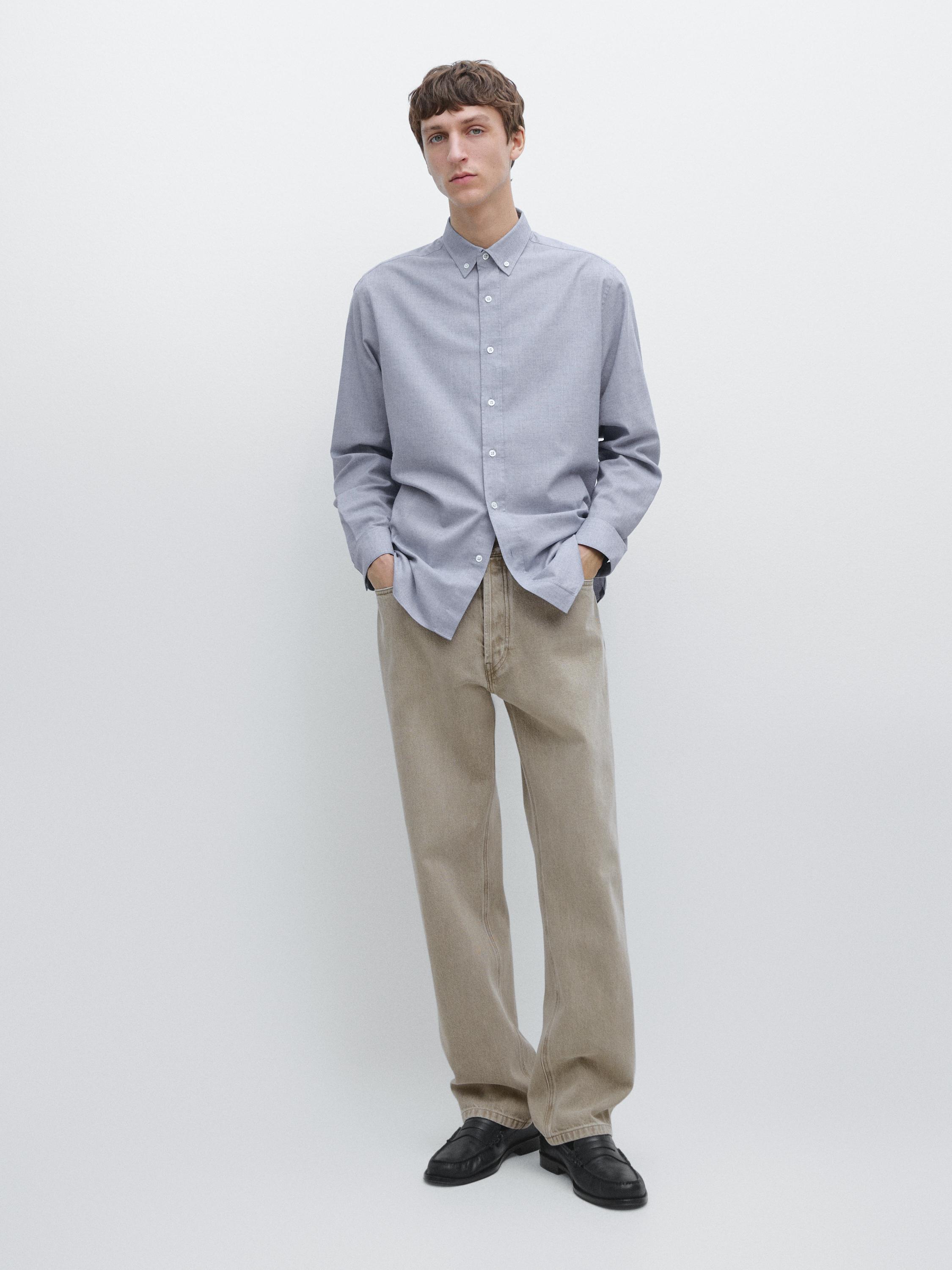 Camisa regular fit algodón melange