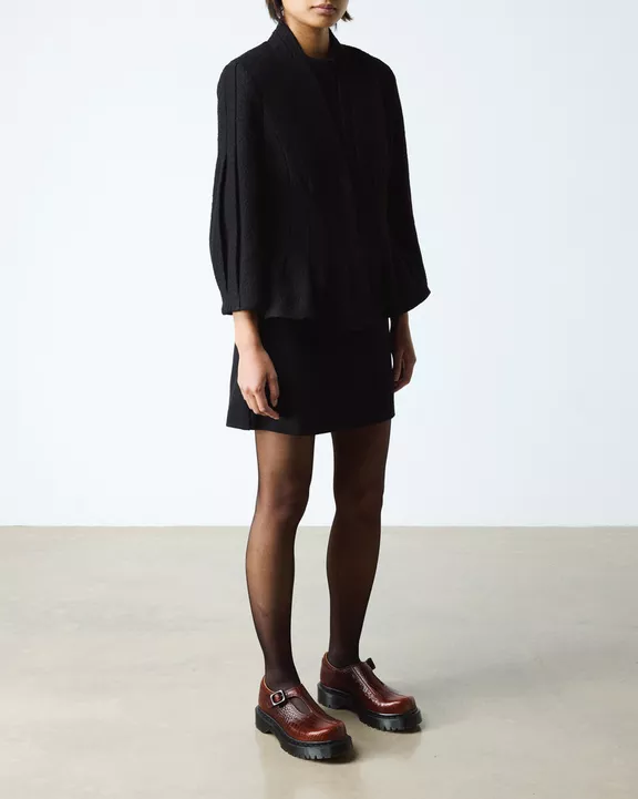 Rejena Mary Jane Croc Emboss Leather Shoes