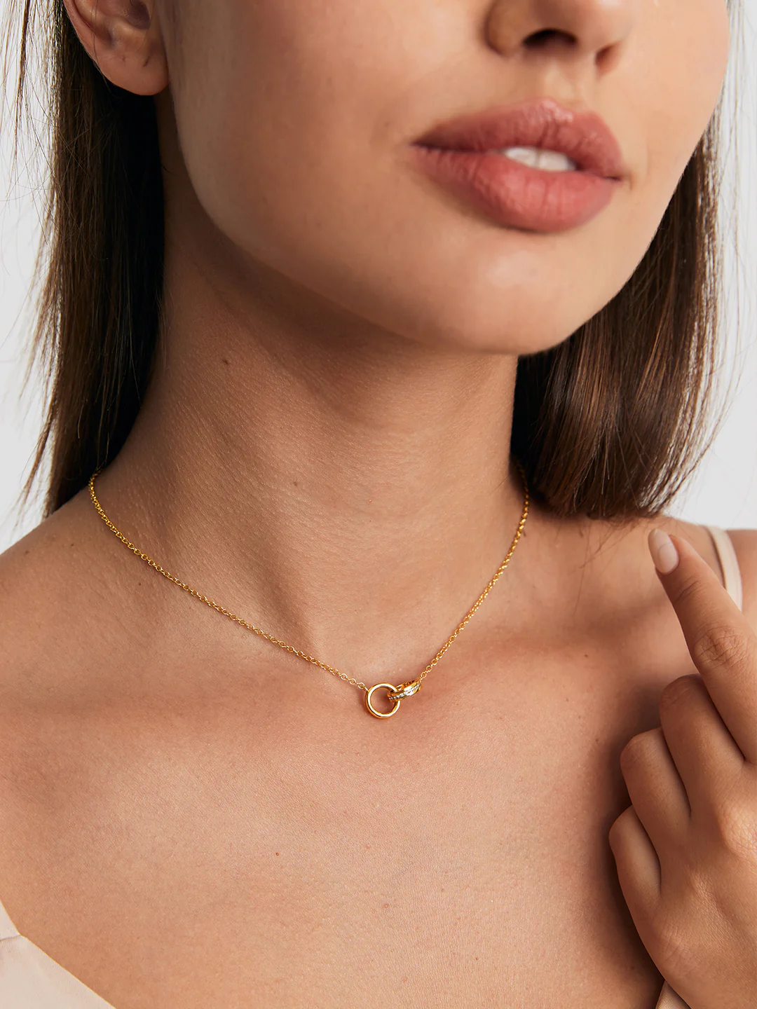 Pave Interlocking Double Circle Necklace