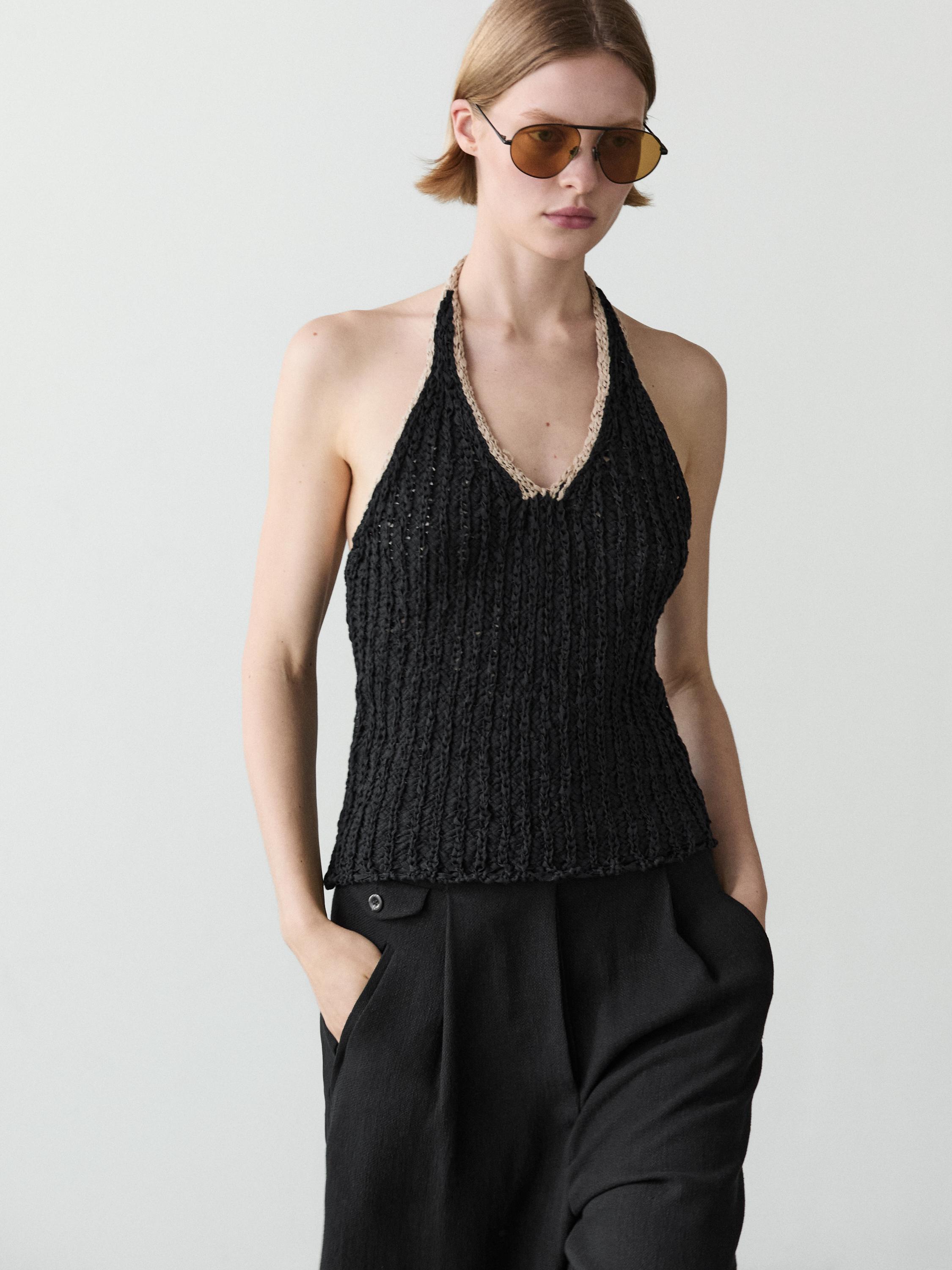 Top punto halter contraste