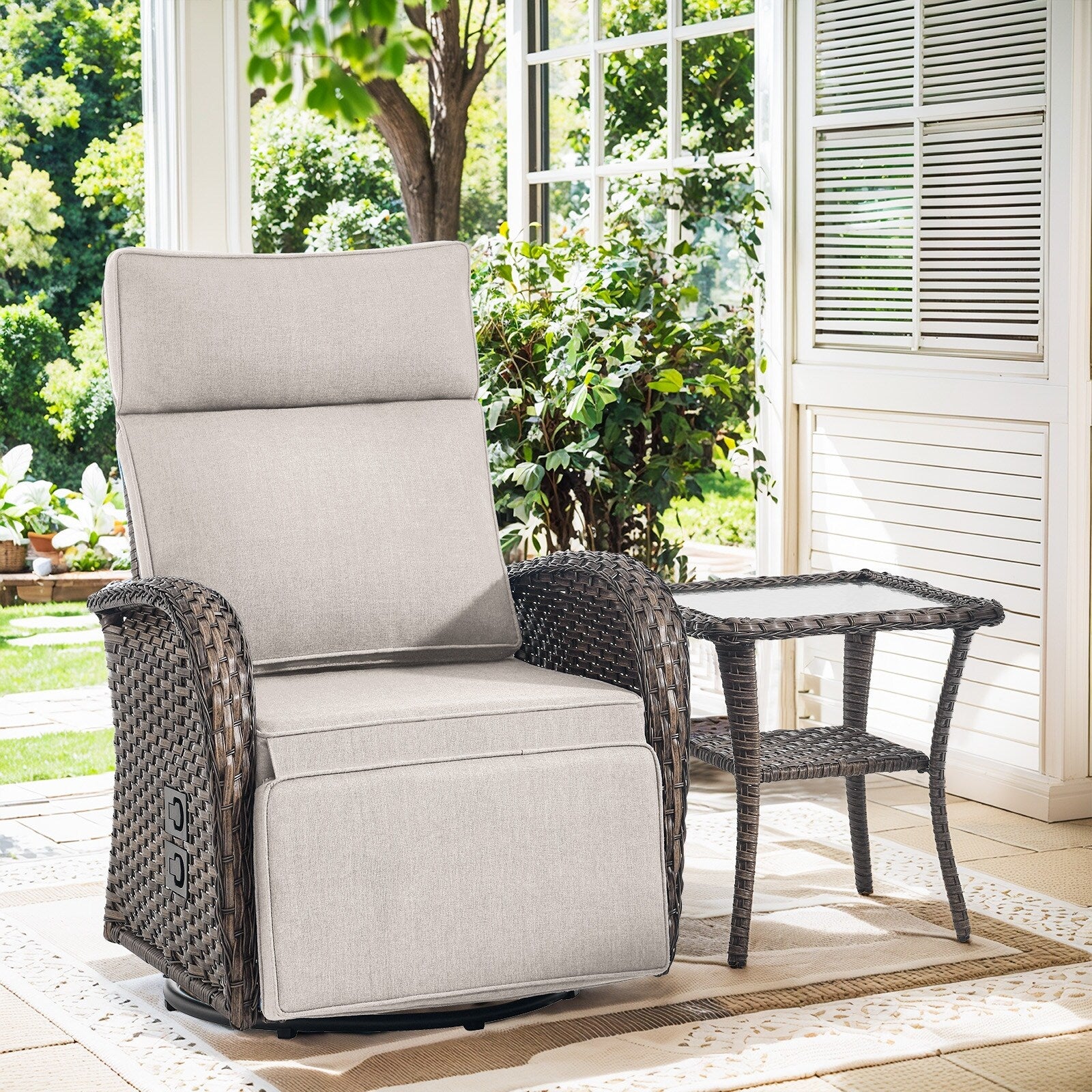 Pocassy Reclining Patio Chair with Adjustable Backrest