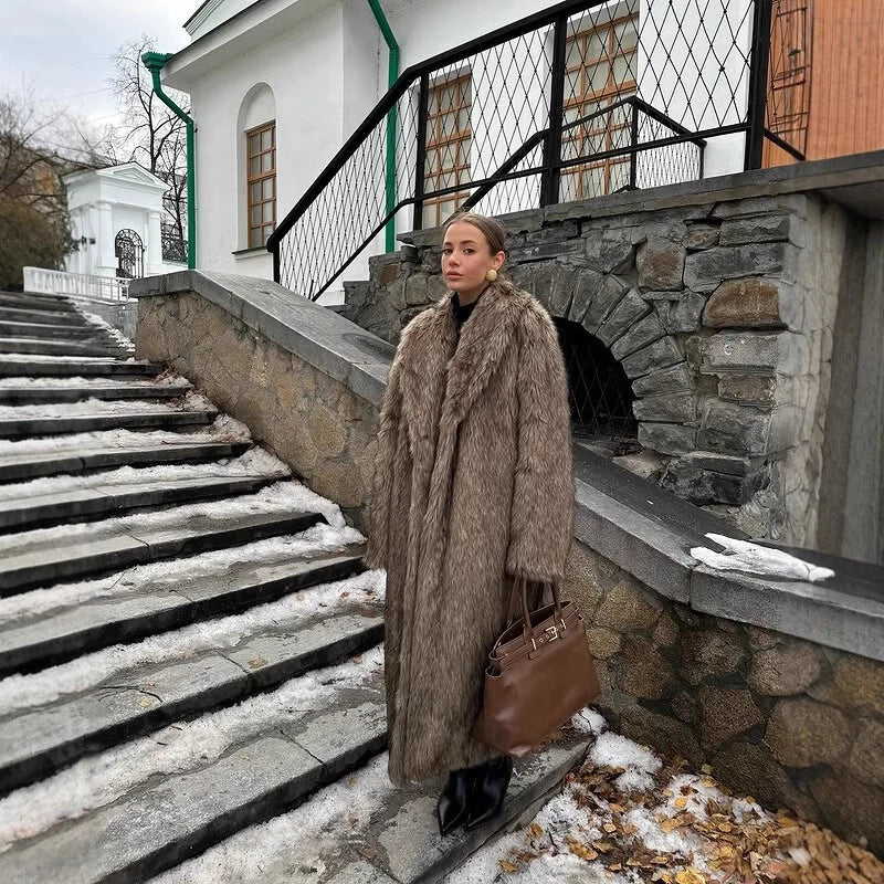 Women's Faux Long Coat Thicken Jackets Winter Warm Comfort Fashion Casual OL