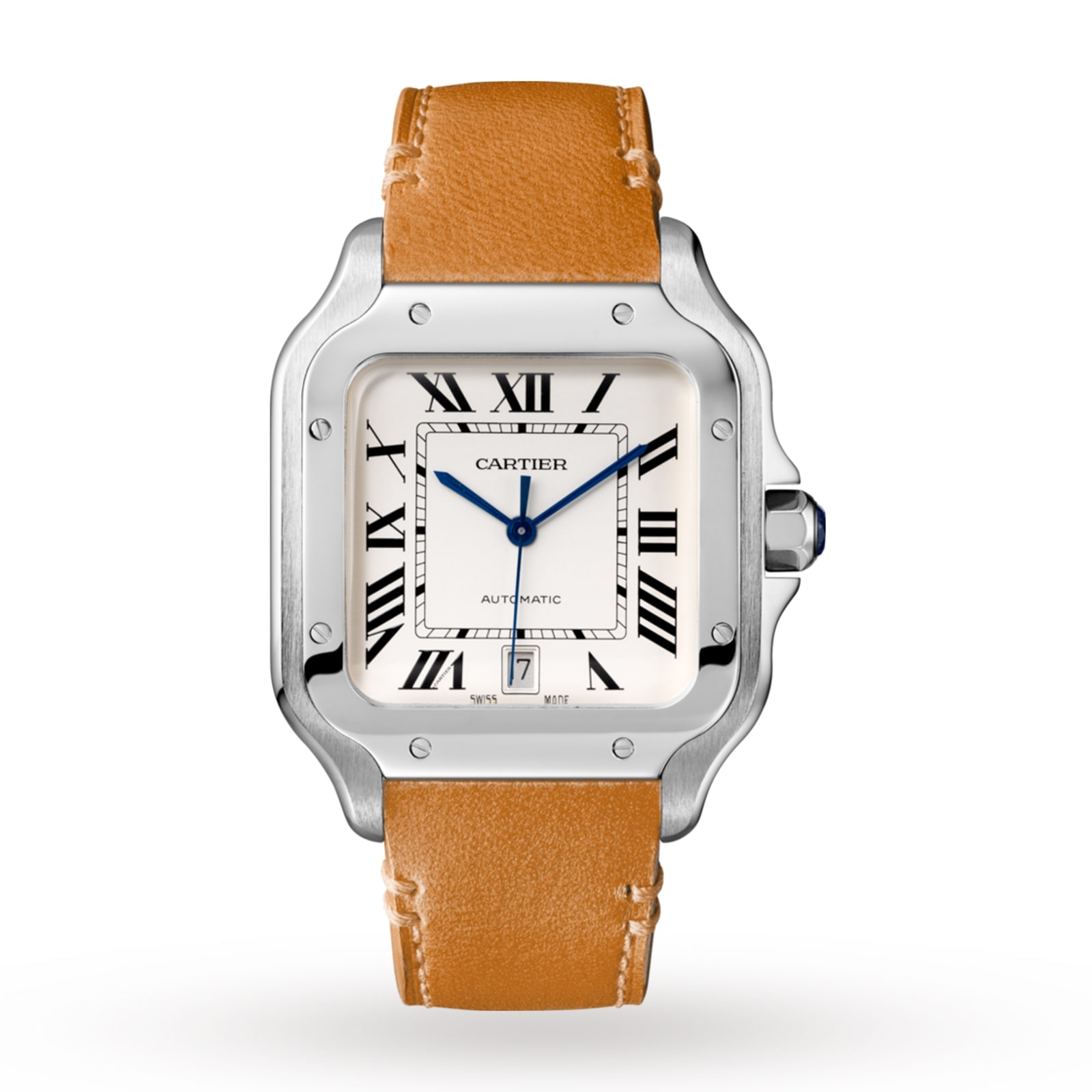 Cartier Santos De Cartier Watch Large Model, Automatic Movement, Steel, Interchangeable Metal And Leather Bracelets-P17310953
