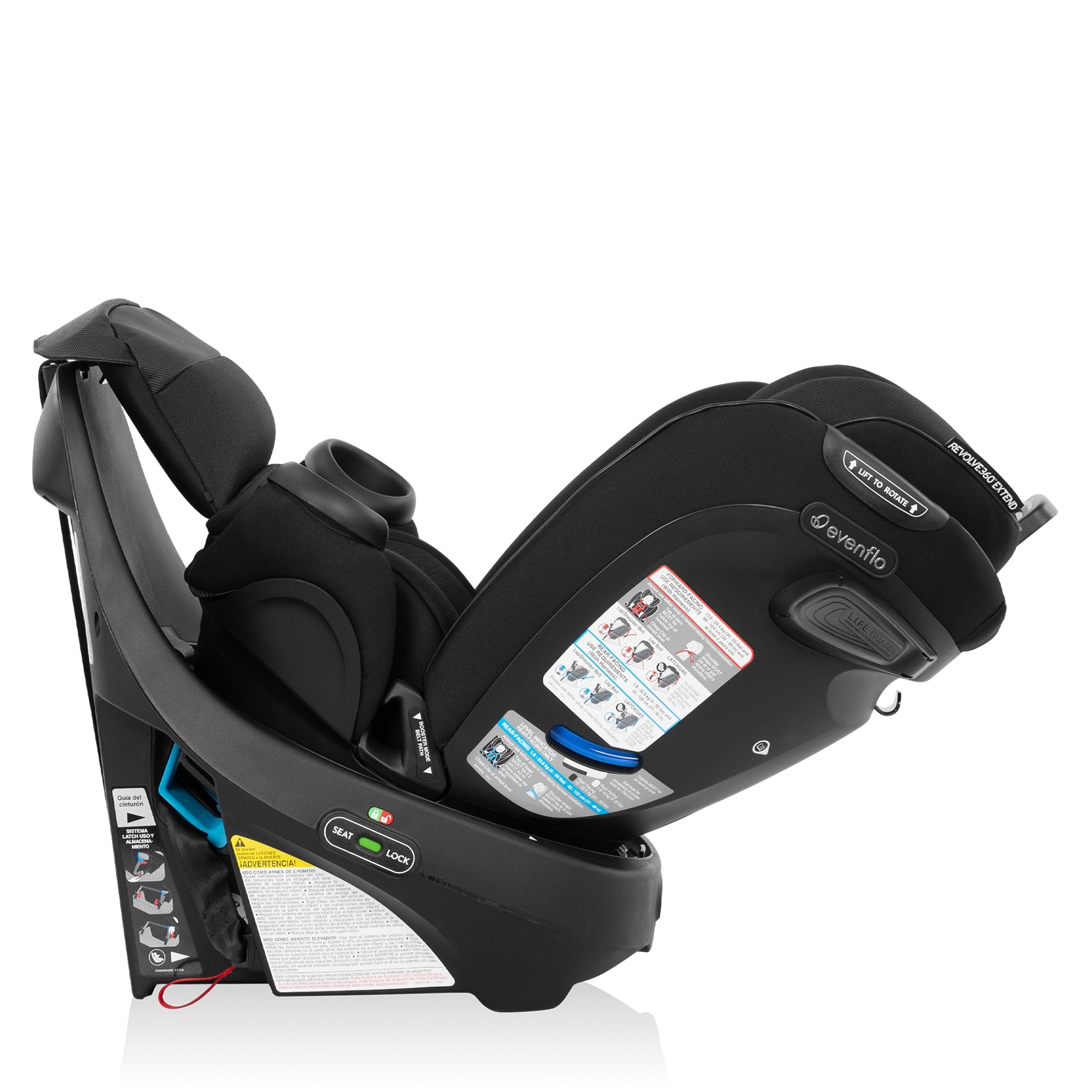 Evenflo GOLD Revolve360 Extend All-in-One Rotational Convertible Car Seat with SensorSafe - Onyx