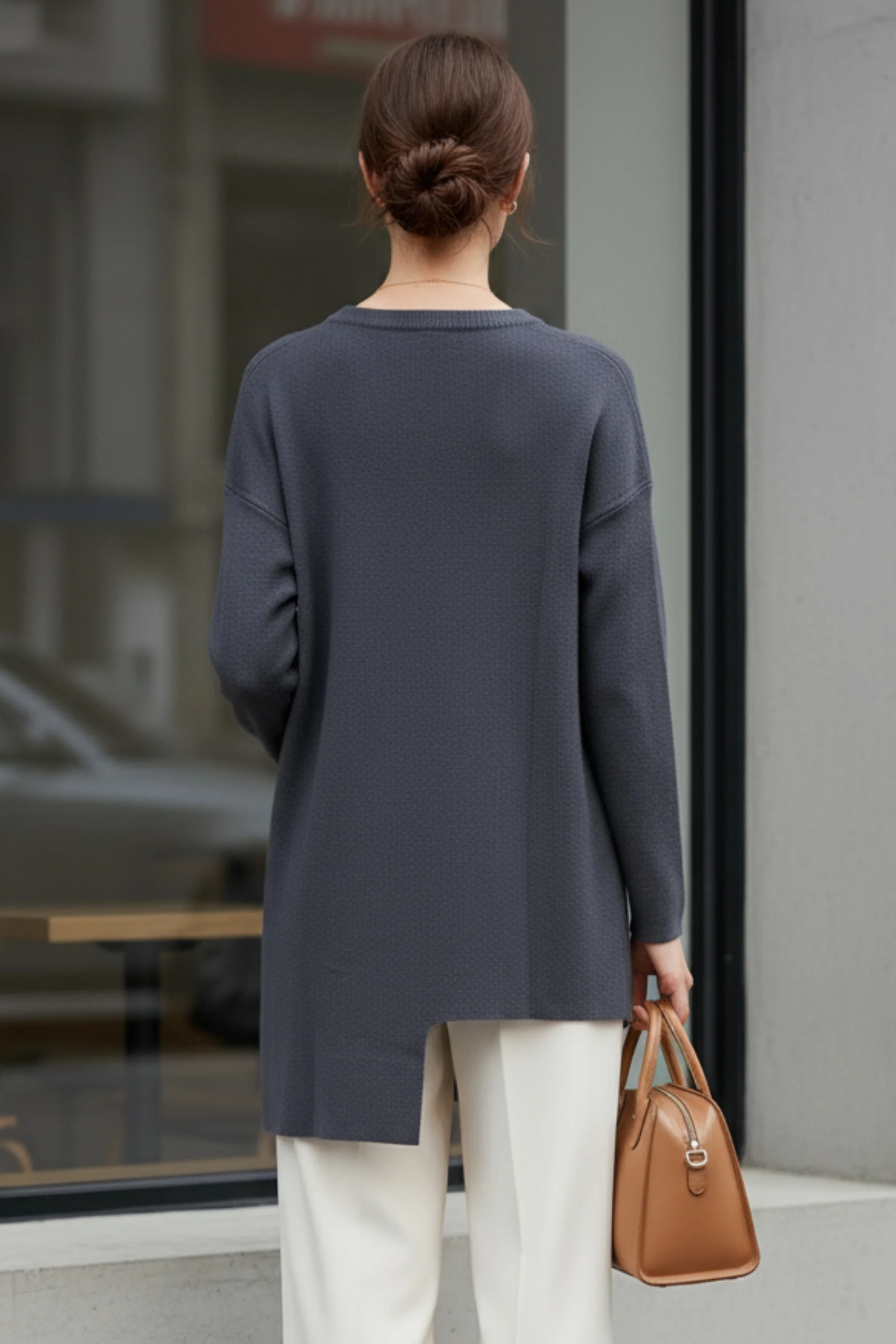 Slate Grey Framed Box knit Sweater