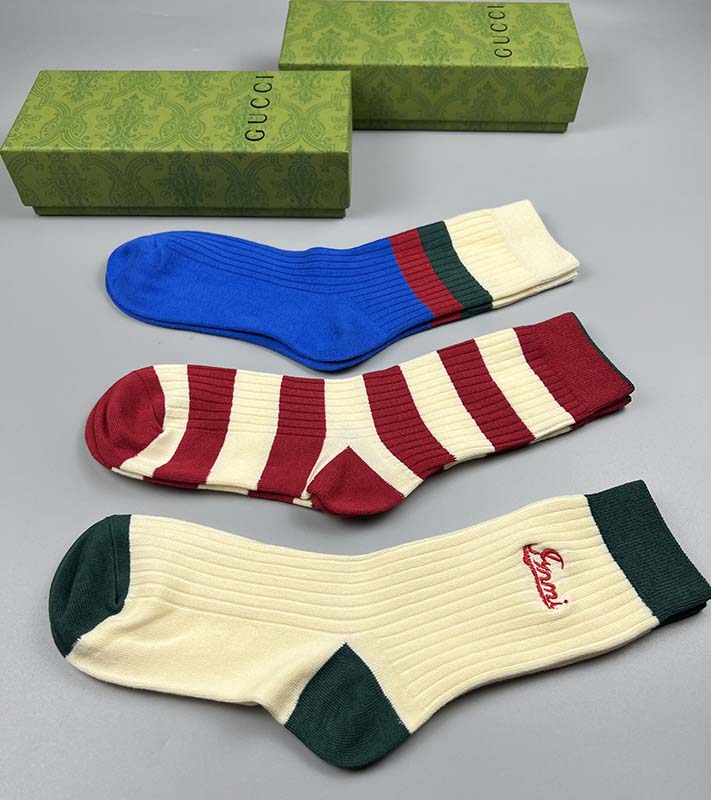 Set of 3 Pairs of Cotton Anti-bacterial Crew Socks WZ-924000188