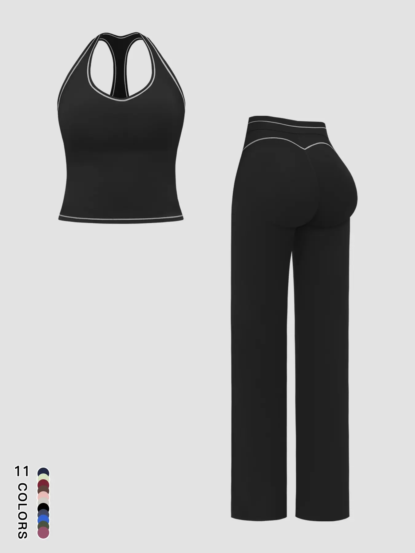 Sports Women's Quick-Dry Halter Tank Top Outdoor Yoga Tummy-Control Flared Pants Casual Active Wear for Spring and Fall