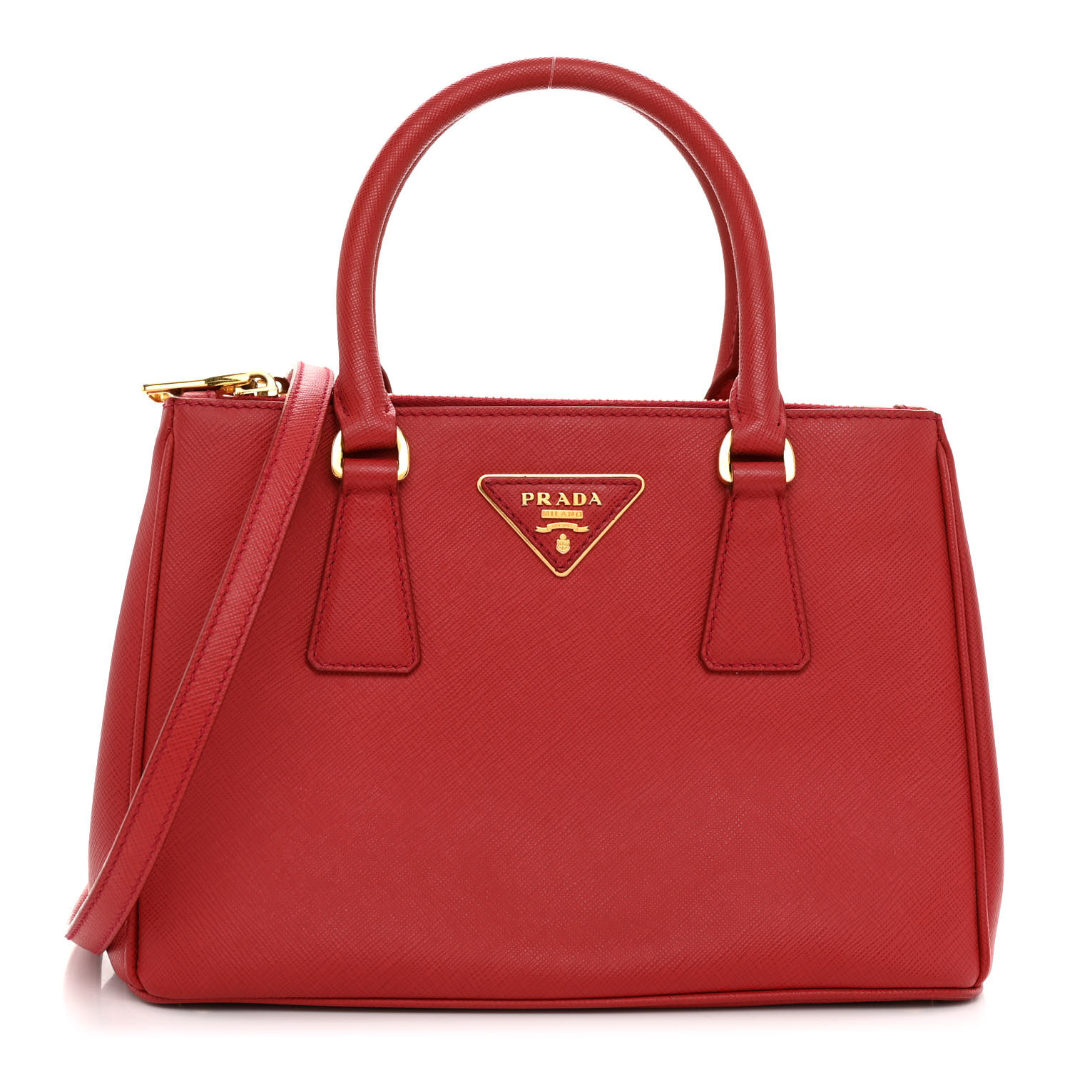 Saffiano Mini Galleria Double Zip Tote Fuoco