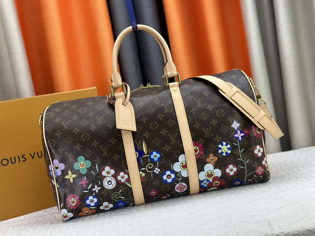 New 17.7″x10.6″x7.9″ Flowers Leather Red Lining Handbag with Adjustable strap BB-928092