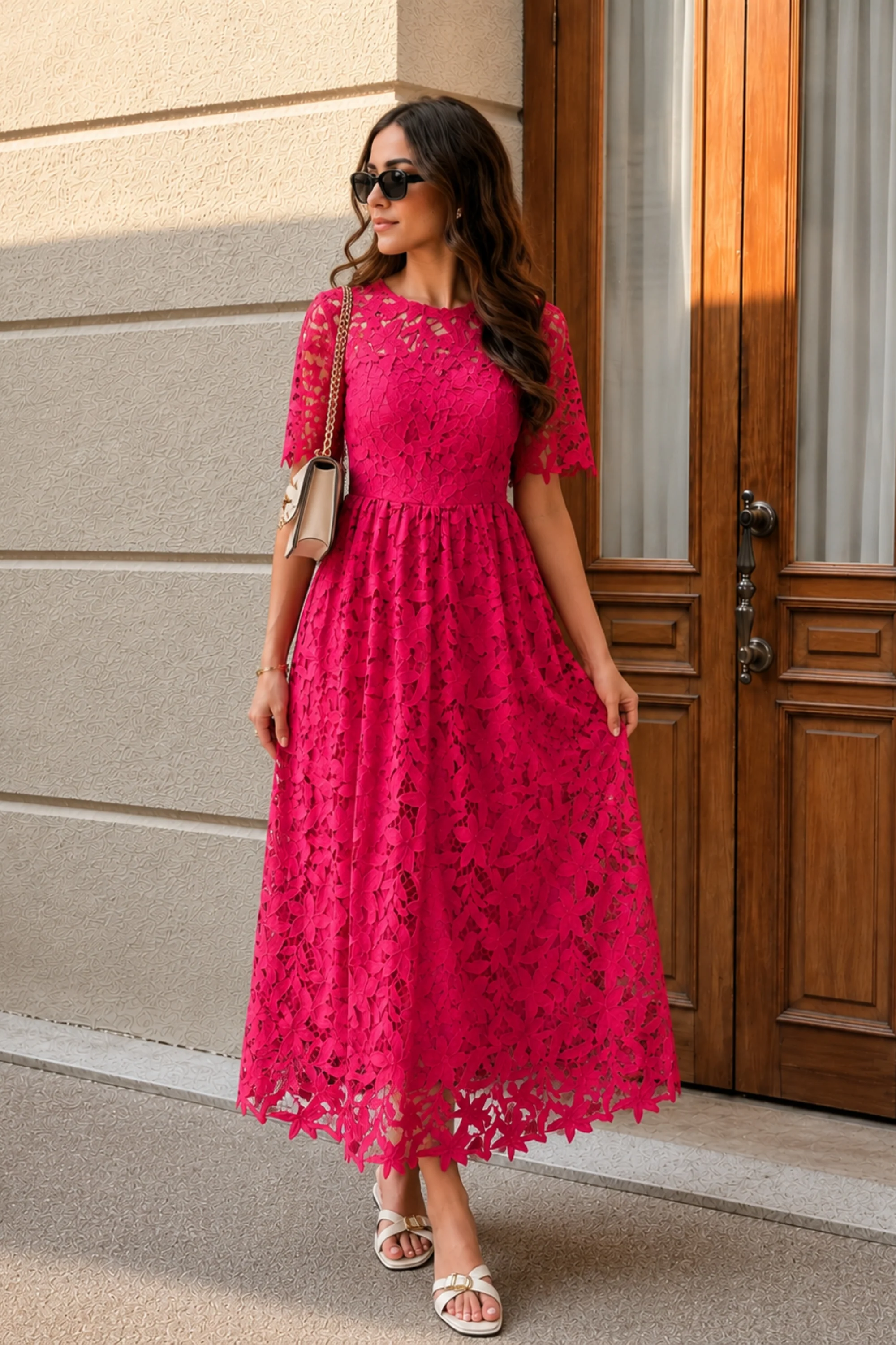 Fuchsia Bloom Lace Dress