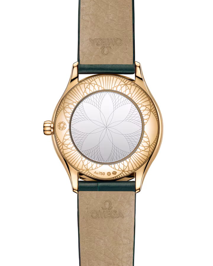 Omega De Ville Mini Trésor 26mm Yellow Dial with Diamonds Moonshine™ 18k Gold Leather Strap 428.58.26.60.99.001
