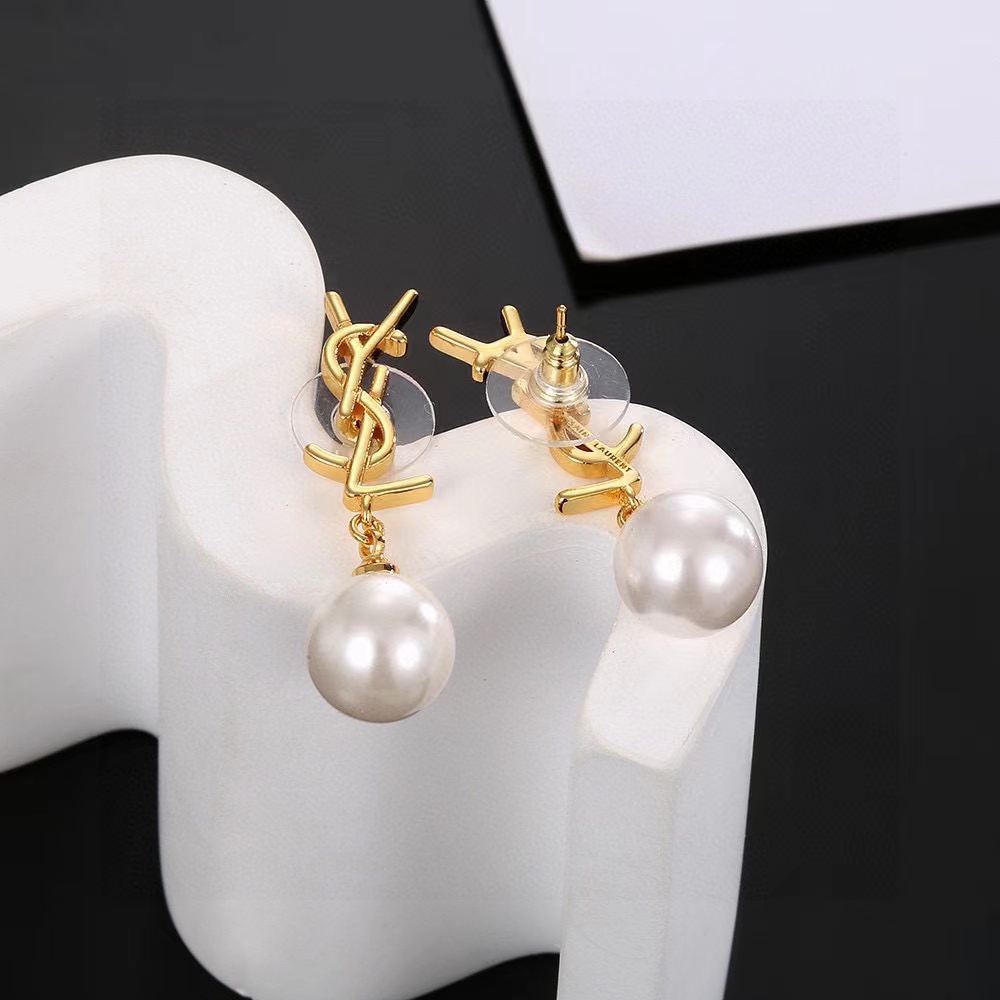 Golden Silver Pearls Earrings YYED-9110014