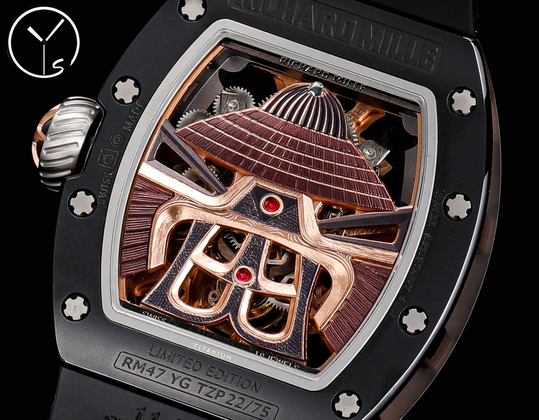 Richard Mille RM47 Replica – Real One-Piece Tourbillon Titanium “Black Knight” Watch