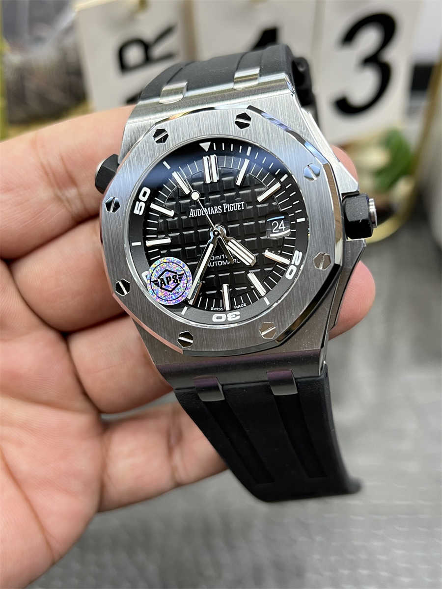 APS Audemars Piguet Royal Oak Offshore Diver 15703ST Replica – 42mm Steel Case, Black Dial, Cal.3120 Automatic Clone