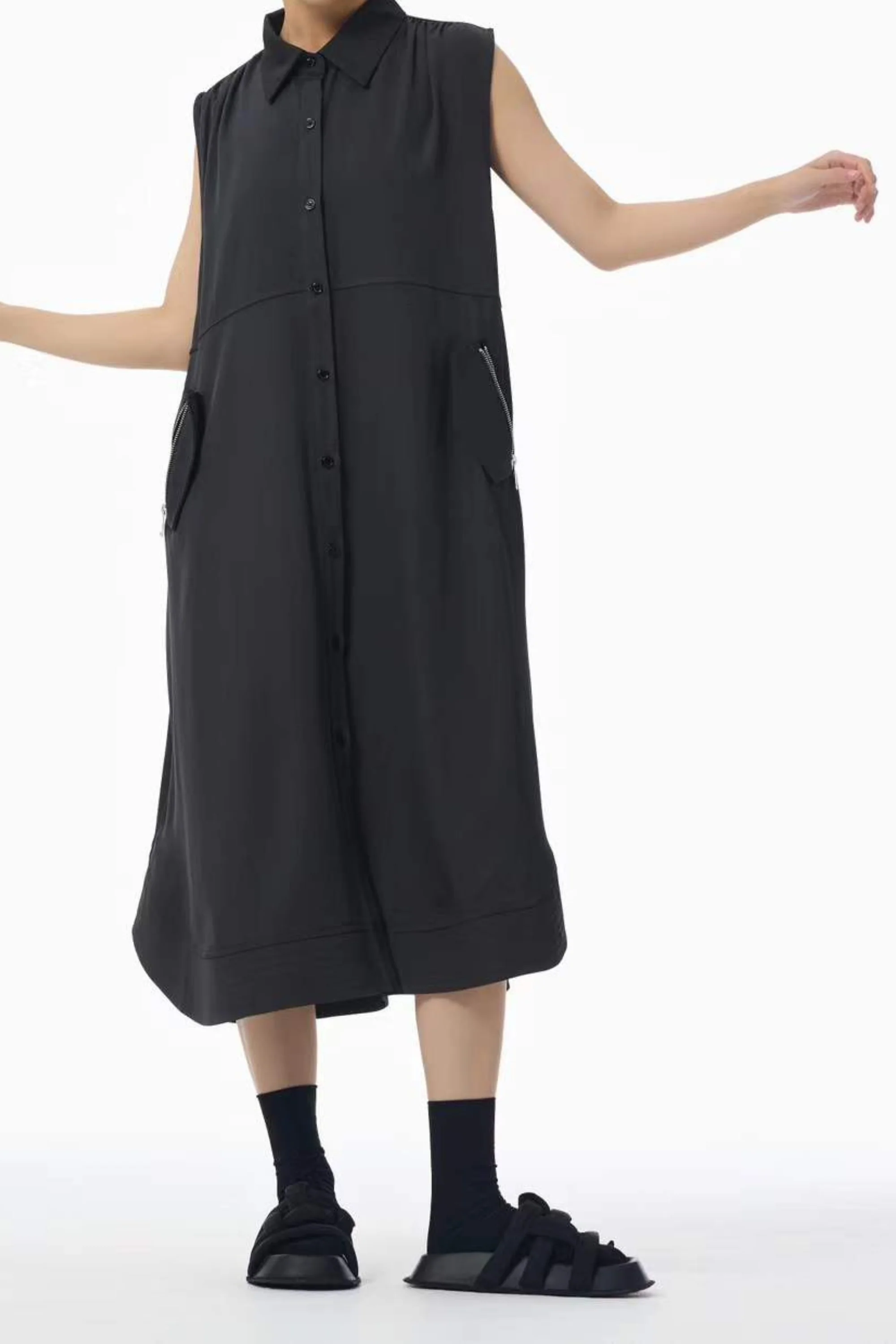 Stone Grey Button-down Dress