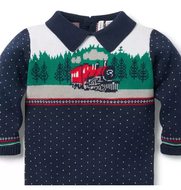 Baby Train Collared One-Piece