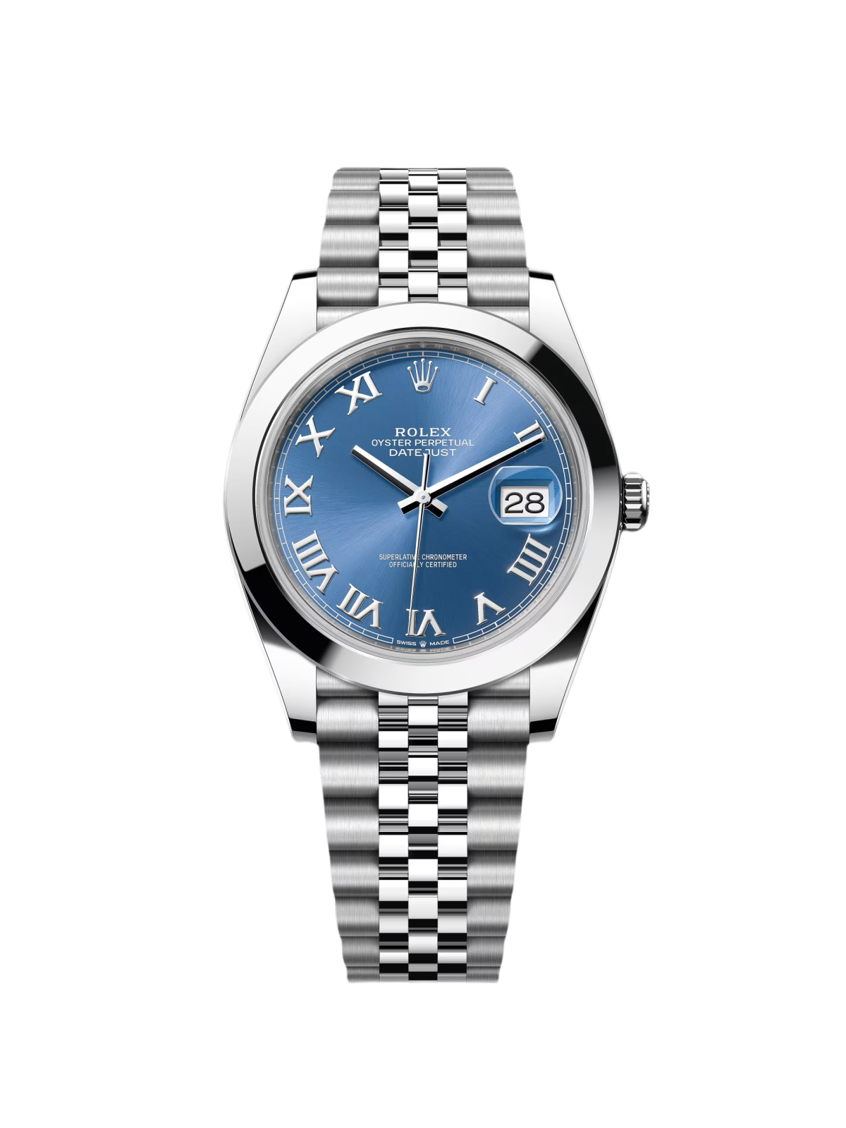Rolex Datejust 41mm 126300 Blue Roman Oyster Stainless Steel Watch